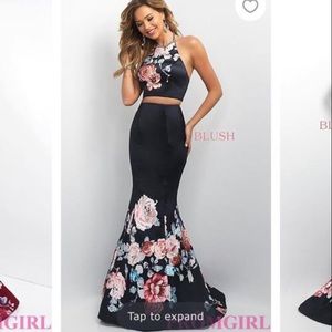 Blush long prom dress